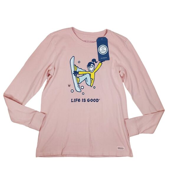NEW Life is Good Long Sleeve Crusher Tee Shirt Womens M Pink Jackie Snowboard - Picture 2 of 12